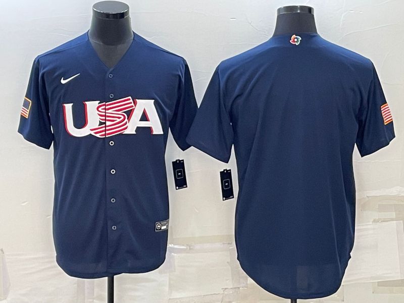 Men 2023 World Cub USA Blank Blue Nike MLB Jersey3->more jerseys->MLB Jersey
